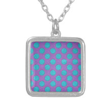 Turquoise Polka Dots on Purple Leather Texture Pendants