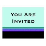turquoise purple stripes invitation postcards