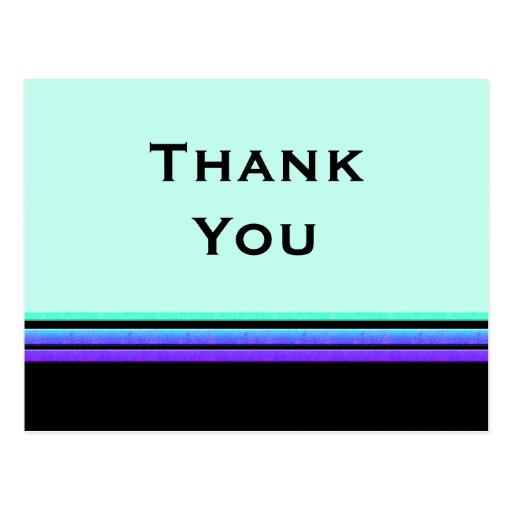 turquoise purple stripes Thank You Postcards