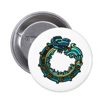 Turquoise Quetzalcoatl Pinback Button
