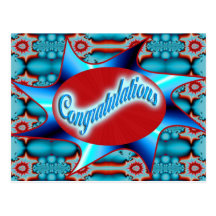 turquoise red congratulations postcard