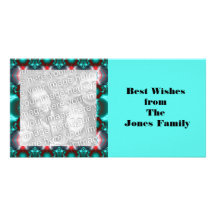 Turquoise Red Design Photo Card Template