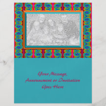 turquoise red frame flyer design