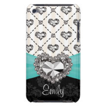 Turquoise Rhinestone Heart iPod Touch 4 Case Mate Barely There iPod Case
