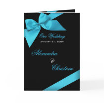 Turquoise Ribbon Wedding Invitation Announcement Greeting Cards