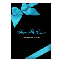 Turquoise Ribbon Wedding Save The Date MiniCard Business Card