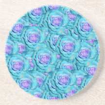 Turquoise roses drink coasters