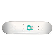 Turquoise santa owl custom skate board