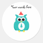 Turquoise santa owl sticker