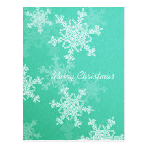 Turquoise Snowflakes Christmas Postcard