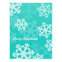 Turquoise Snowflakes Christmas Postcard
