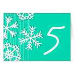 Turquoise Snowflakes Christmas Table Number Card