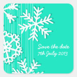 Turquoise Snowflakes Christmas Trees Sticker