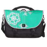 Turquoise Snowflakes Rickshaw Bag Computer Bag