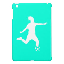 Turquoise Soccer Silhouette iPad Mini Case