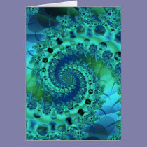 Turquoise Spiral Shell Fractal cards