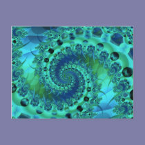 Turquoise Spiral Shell Fractal postcards