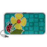 Turquoise Squares; Ladybug Portable Speakers
