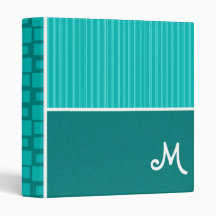 Turquoise Squares; Retro Square 3 Ring Binders