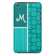 Turquoise Squares; Retro Square Barely There iPod Cover