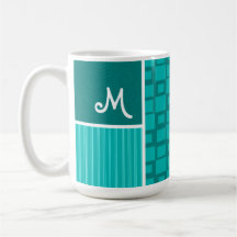 Turquoise Squares; Retro Square Mug