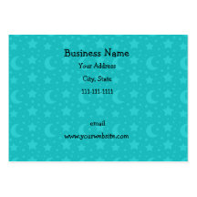 Turquoise stars and moon patterns business card