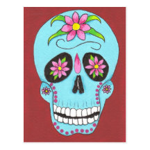 Turquoise Sugar Skull Post Card