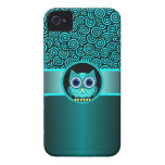 turquoise swirls pattern with owl iPhone 4 case