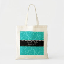 Turquoise swirls wedding favors bag