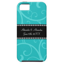 Turquoise swirls wedding favors iPhone 5 case