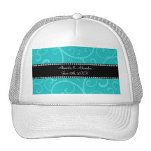 Turquoise swirls wedding favors trucker hats