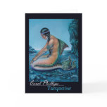 Turquoise Vintage Mermaid Greeting Card