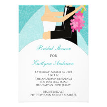 Turquoise & White Bride Bridal Shower Invitation