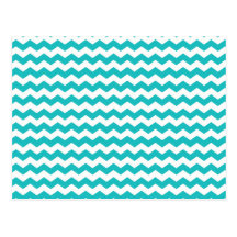 turquoise  white chevrons post cards