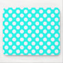 Turquoise White Polka Dots - Mousepad