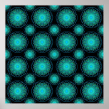 Turquoise Wispy Hippy Mandala Poster