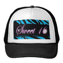 Turquoise Zebra print Sweet 16 Mesh Hat