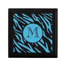 Turquoise Zebra Stripe Monogram Keepsake Box