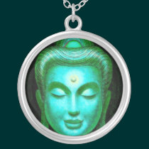 Turquoise Zen Buddha Meditation Round Necklace necklaces