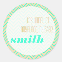 Turquoise ZigZag Sticker Shipping Address Label