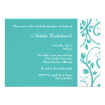 TurquoiseFloral Vine Bachelorette Party Invitation invitations