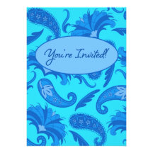 Turquose & Blue Customized Parisian Paisley Invite
