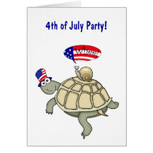 Turtle and Snail 4th of July Party Invitation. Cards