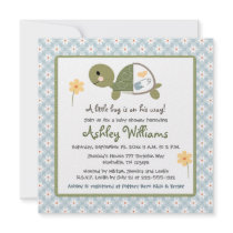 Turtle Baby Shower Invites With Daisies For Boys