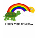 Turtle Following Rainbow Follow your Dreams t-shirts