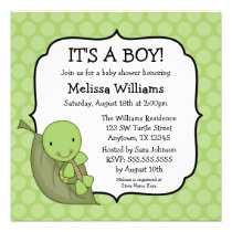 Turtle Green Dots Baby Shower Invitations invitations