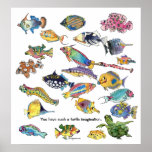 Turtle Imagination Cartoon Fish Art Print