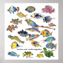 Turtle Imagination Cartoon Fish Art Print