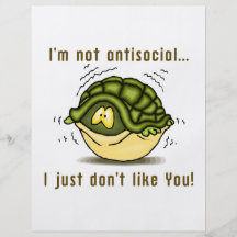 turtle not antisocial just dont like you full color flyer