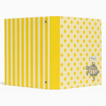Turtle on yellow polka dots and stripes 3 ring binder